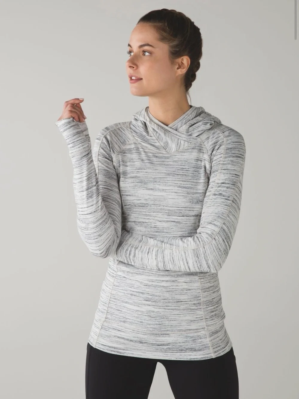 Lululemon Think Fast Hoodie Heathered Space Dye Rulu Thumbholes Hidden Pocket